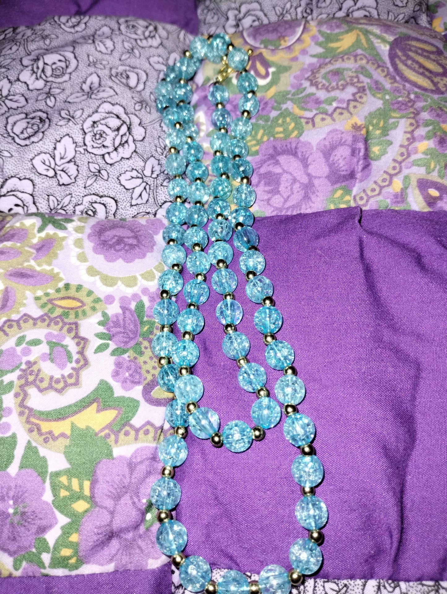 Blue Necklace with Gold Spacers