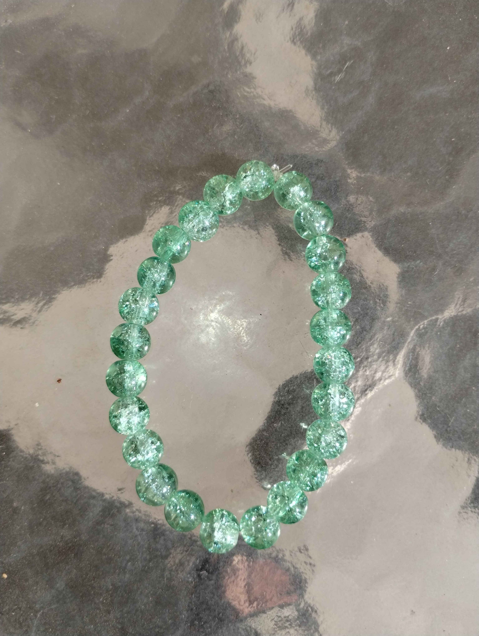 Green Crackle Glass Bracelet