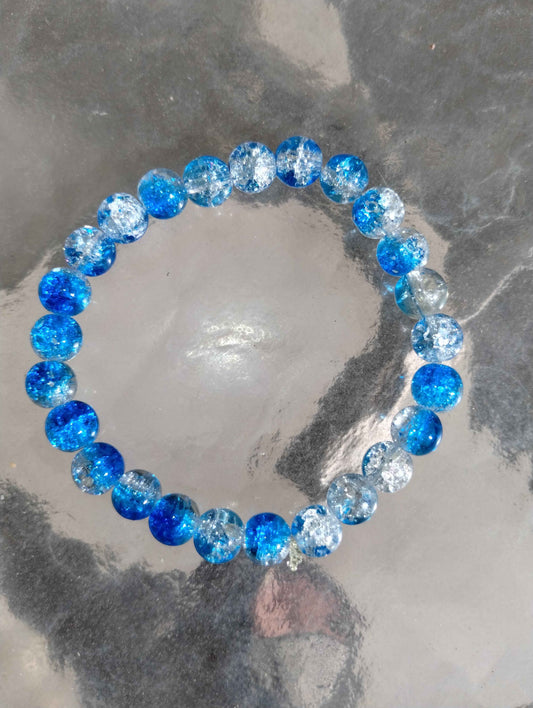 Dark Blue and Clear Glass Fusion Bracelet