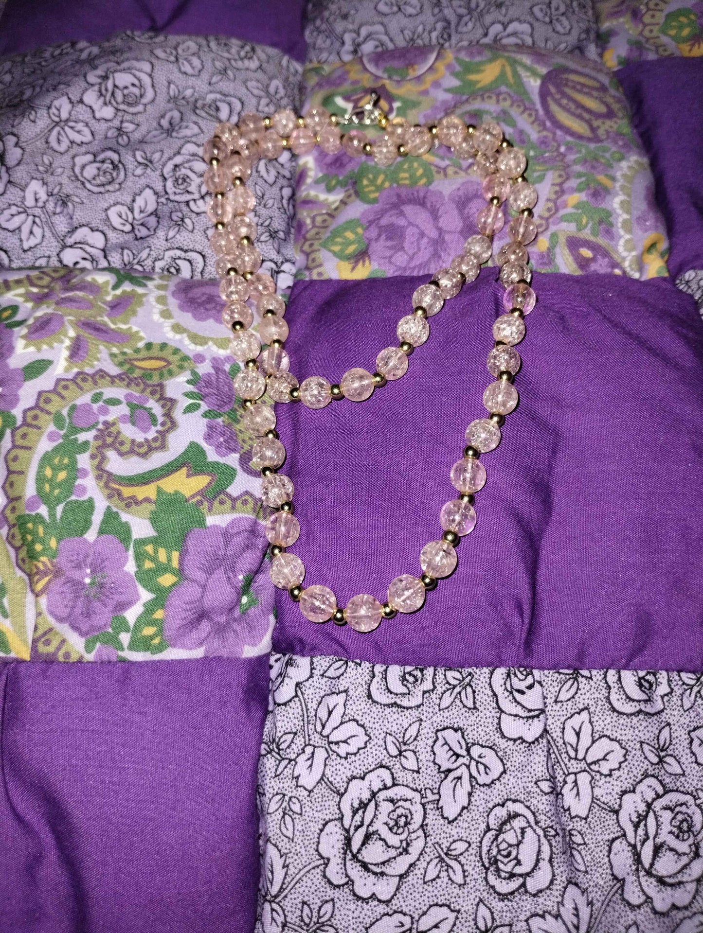 Pink Necklace with Gold Spacers