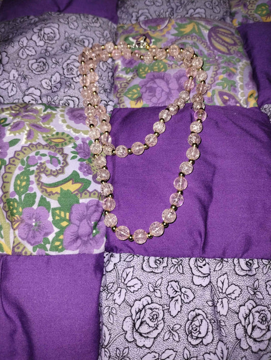 Pink Necklace with Gold Spacers