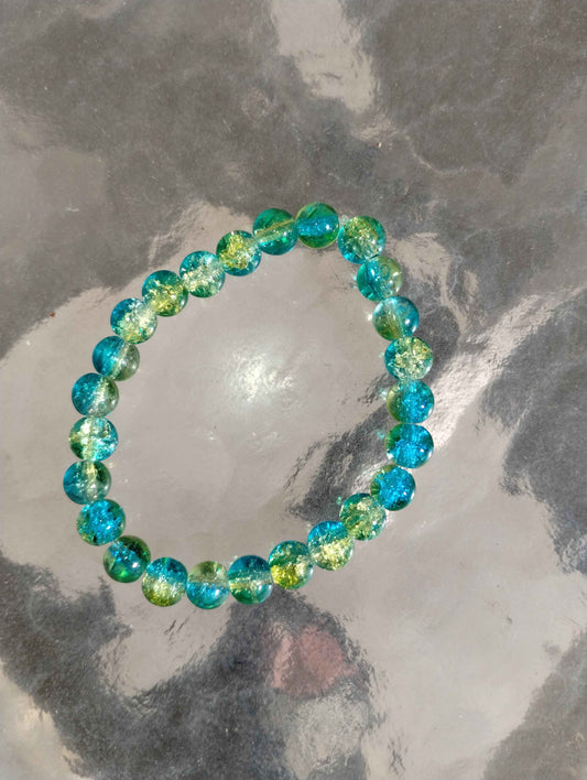 Blue and Yellow Green Glass Fusion Bracelet