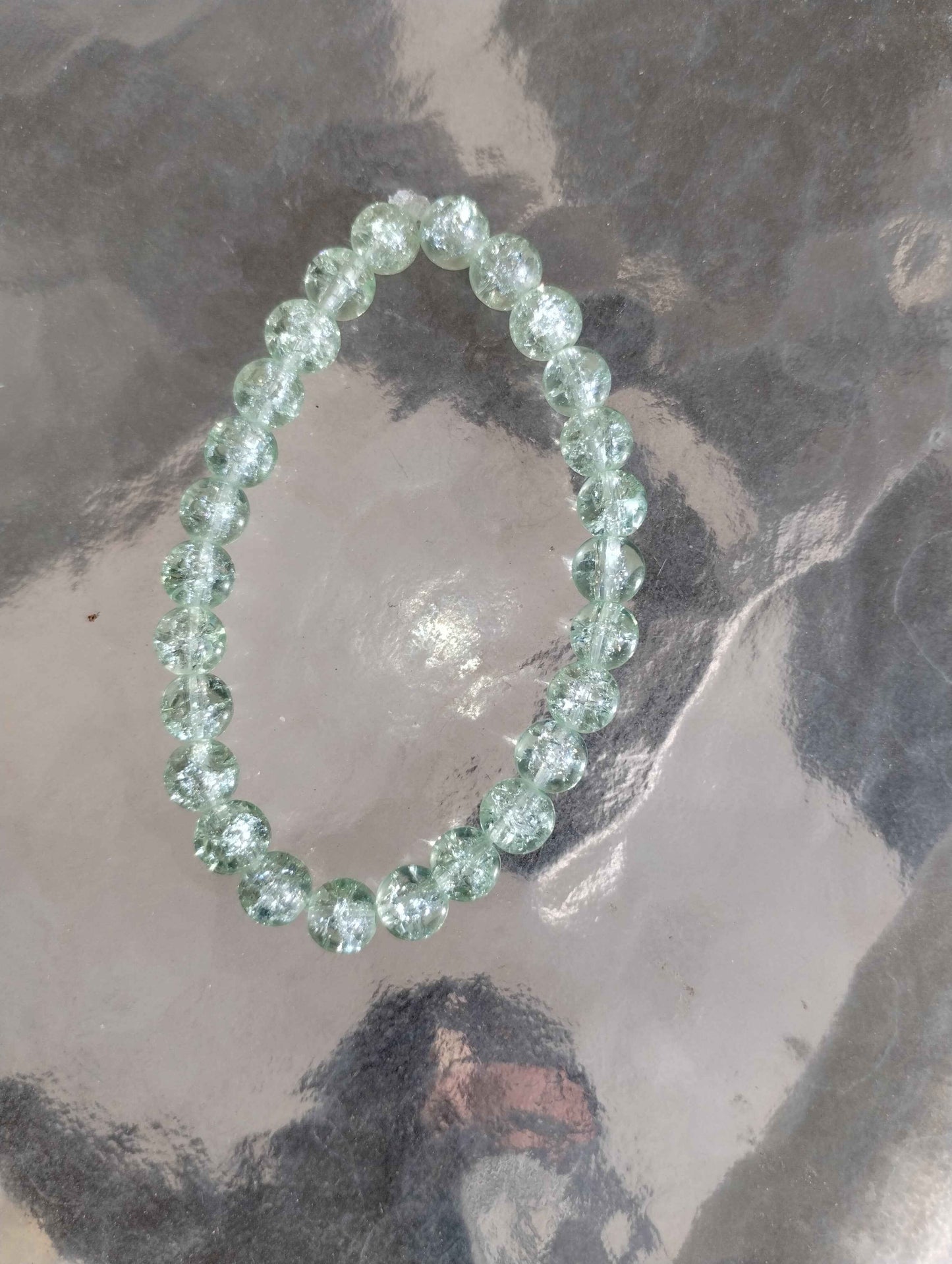 Light Green Crackle Glass Bracelet and Necklace Set