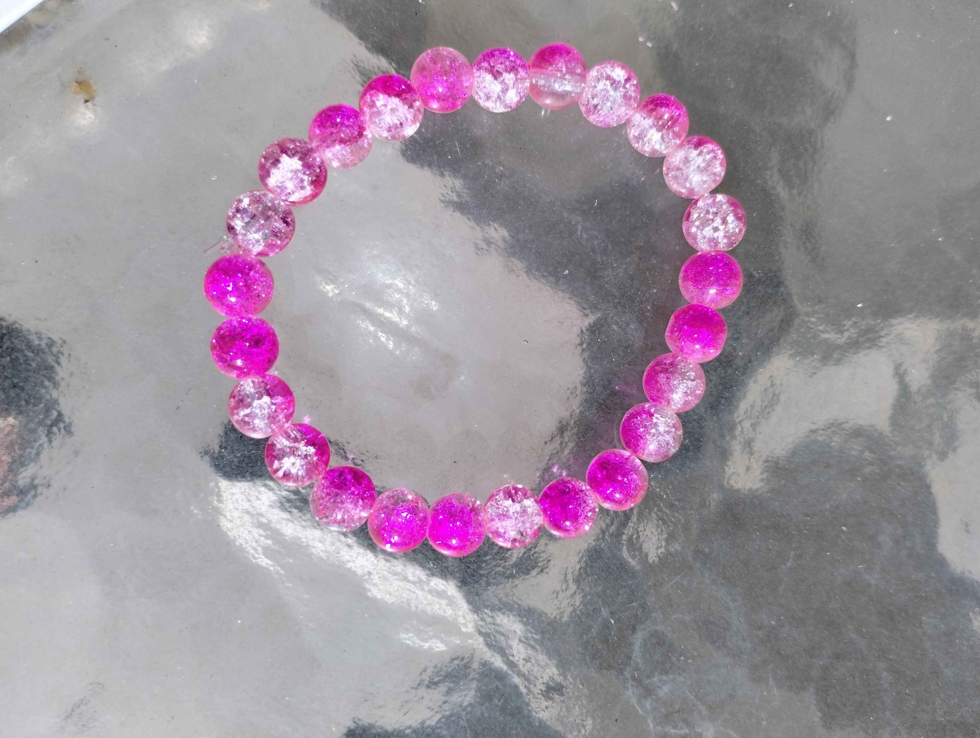 Dark Pink Glass Bracelet