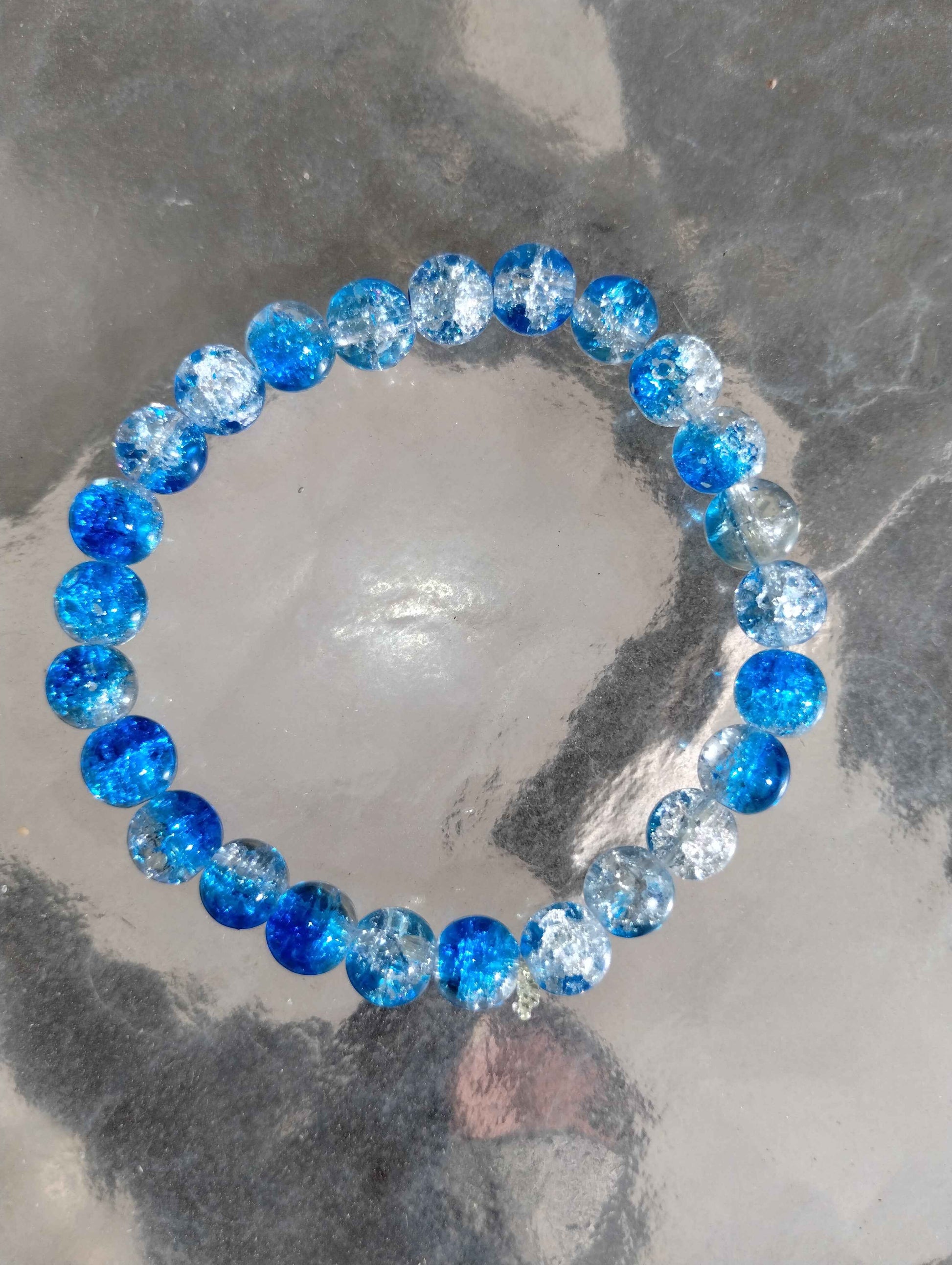 Blue Glass and Clear Bracelet